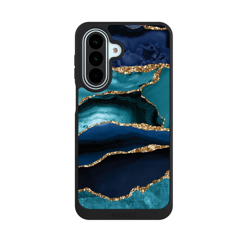 Galaxy A27 5G NIVOpure Dark and Light Blue Marble Gold Glitter Look
