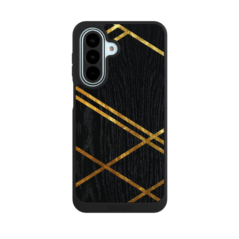 Galaxy A27 5G NIVOpure Black Geometric Pattern Golden Stripes