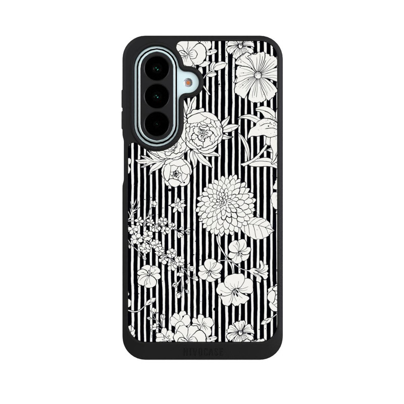 Galaxy A27 5G NIVOpure Flowers and Stripes Black and White