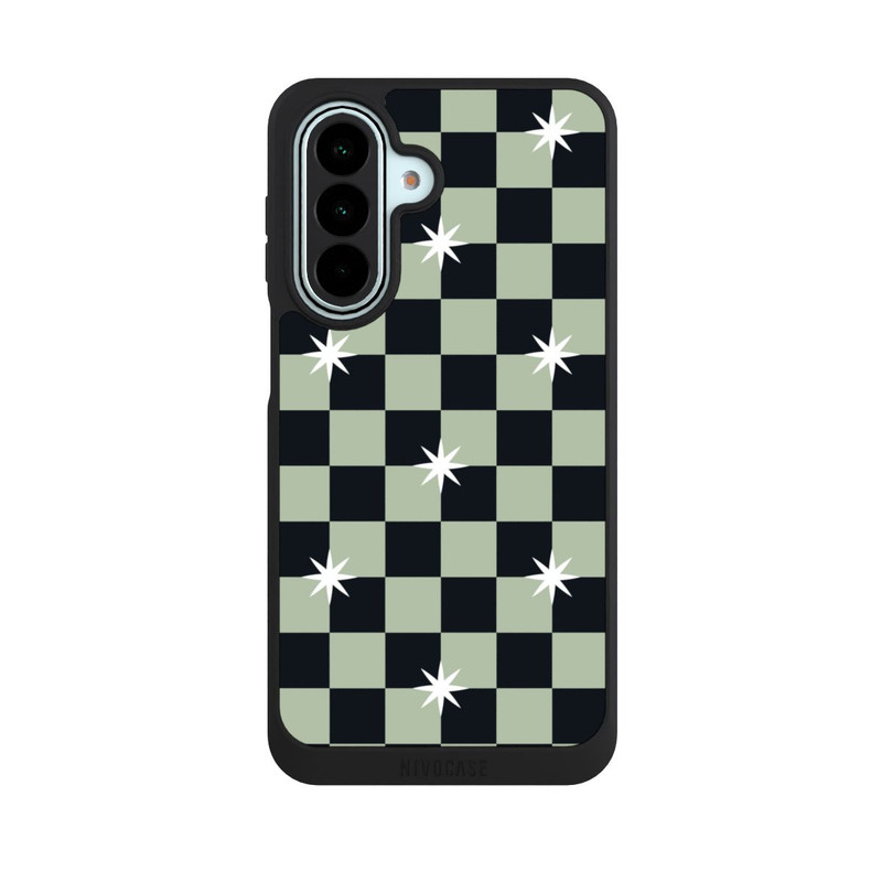 Galaxy A27 5G NIVOpure Checked Pattern Black Grey Stars