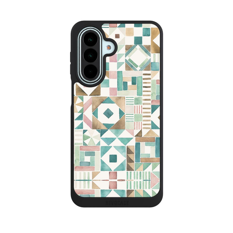 Galaxy A27 5G NIVOpure Geometric Blocks Retro Vintage Patchwork Green