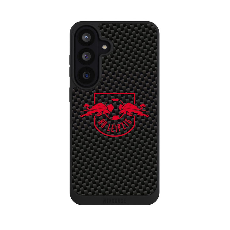 Galaxy S26 FE NIVOpure Rotes RB Leipzig Logo auf Carbonoptik