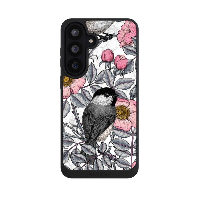 Galaxy S26 FE NIVOpure Schwarzkopfmeisen und Wilde Rosen