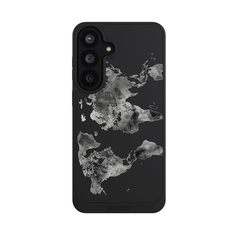 Galaxy S26 FE NIVOpure Carte du monde noire transparente