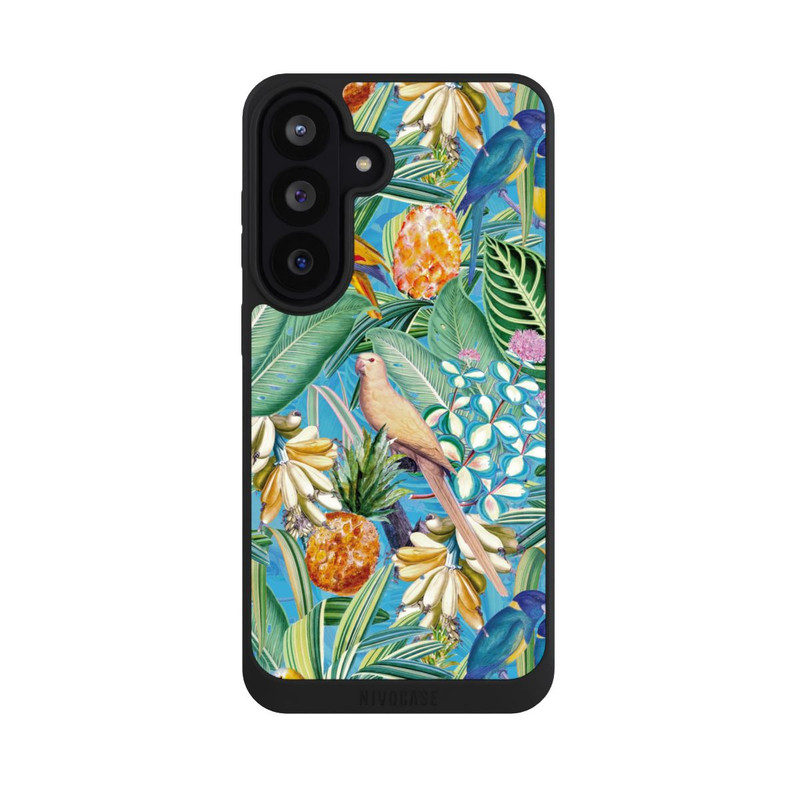 Galaxy S26 FE NIVOpure Tropische Papageien auf blauer Tapete