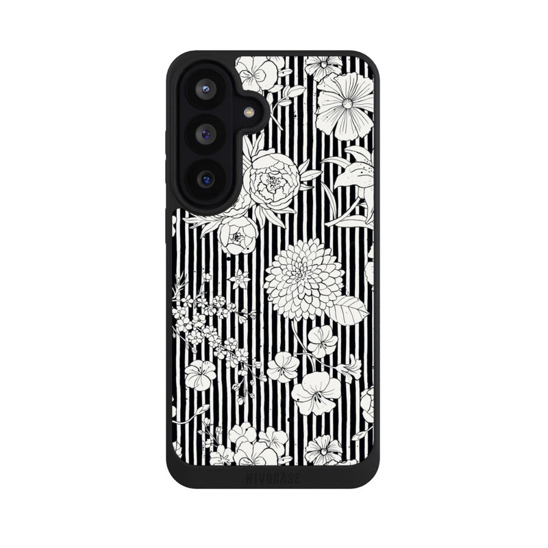 Galaxy S26 FE NIVOpure Blumen und Streifen Schwarz und Weiß