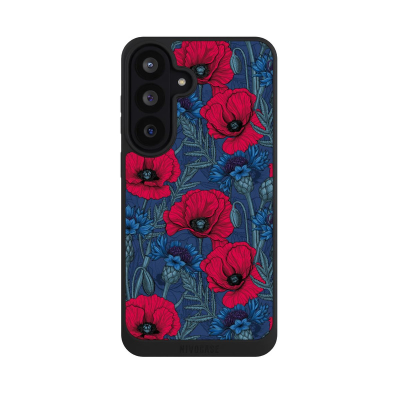 Galaxy S26 FE NIVOpure Mohnblumen und Kornblumen auf Blau