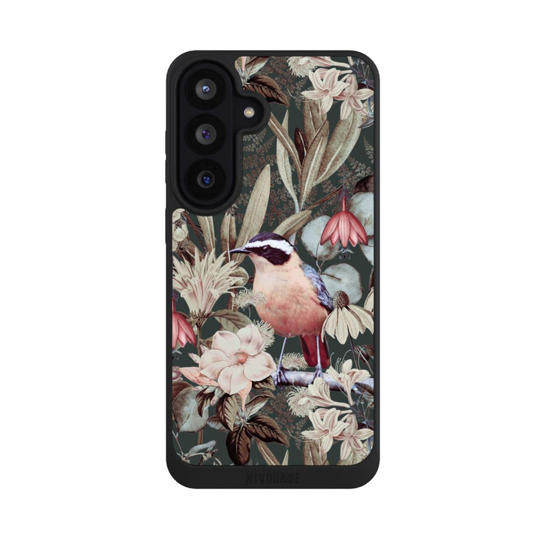 Galaxy S26 FE NIVOpure Orangefarbener Vogel im Vintage Blumenmuster
