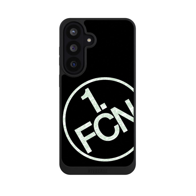 Galaxy S26 FE NIVOpure FCN Logo in Weiß Texture Hintergrund Schwarz