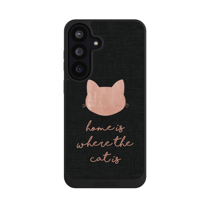 Galaxy S26 FE NIVOpure Home Is Where The Cat Is - Rosa auf Schwarz 
