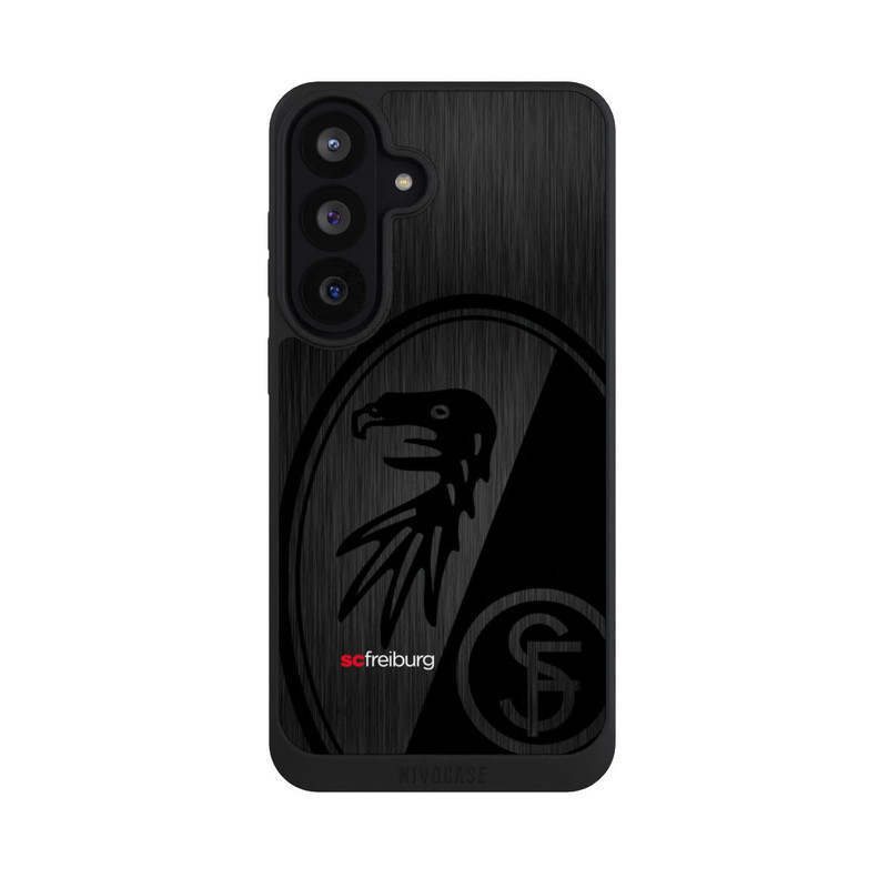 Galaxy S26 FE NIVOpure  Kratzen Metall Hintergrund mit dem Schriftzug  Vertikal SC Freiburg