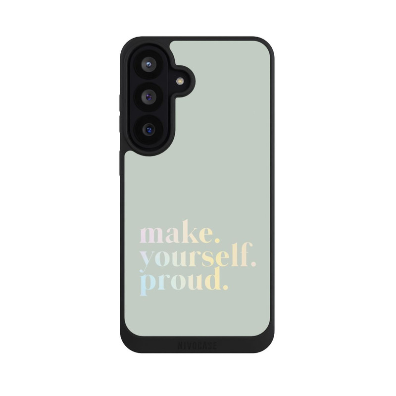 Galaxy S26 FE NIVOpure Make Yourself Proud Zitat-Minze und Farbverlauf