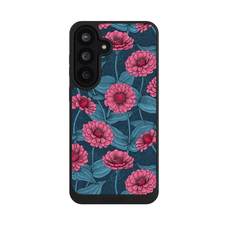 Galaxy S26 FE NIVOpure Rosa Blumen auf Blauem Hintergrund