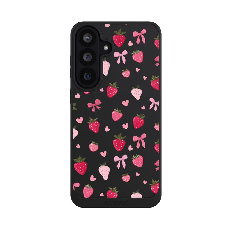 Galaxy S26 FE NIVOpure Erdbeer Herz Schleifen Pink Muster Transparent