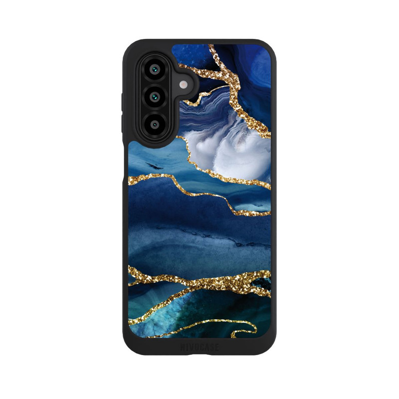 Galaxy A18 5G NIVOpure  Blauer Marmor Gold Glitzer Look