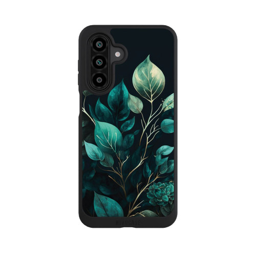 Samsung Galaxy A18 5G NIVOpure Grüne Eukalyptus Blätter mit dunklem Hintergrund mit KI