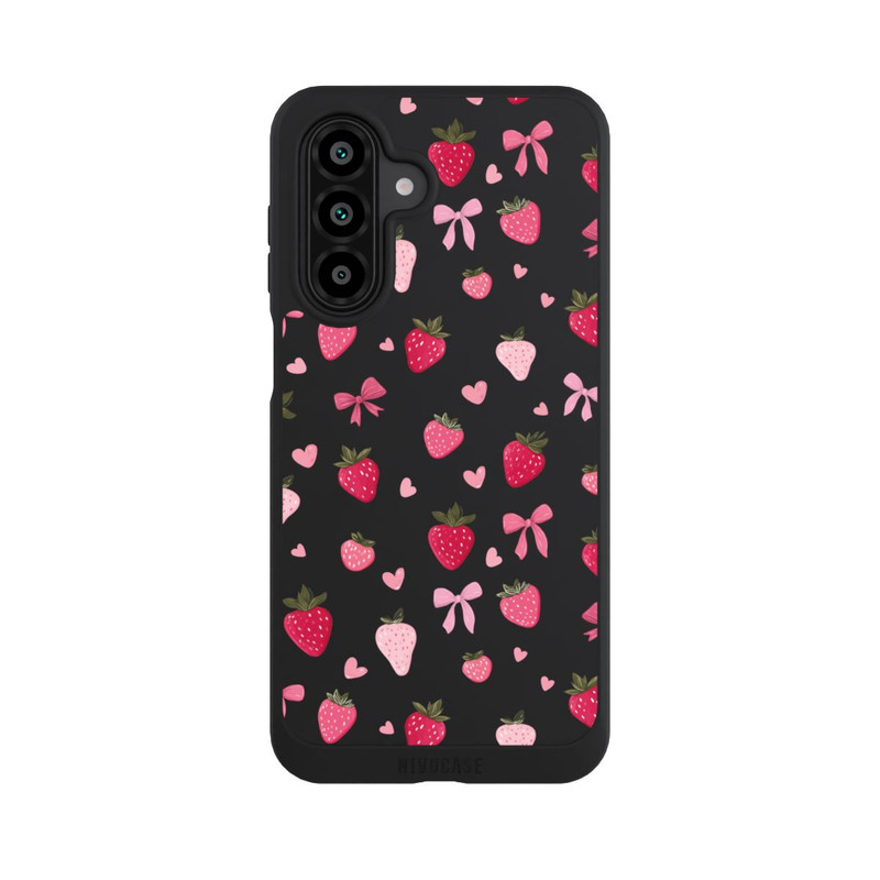 Galaxy A18 5G NIVOpure Erdbeer Herz Schleifen Pink Muster Transparent