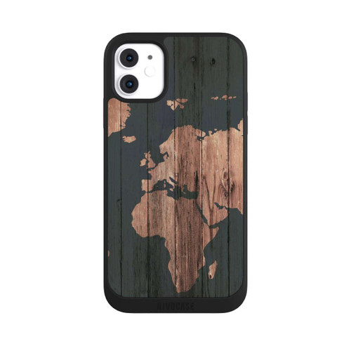 Apple iPhone 11 NIVOpure Carte du Monde Effet bois