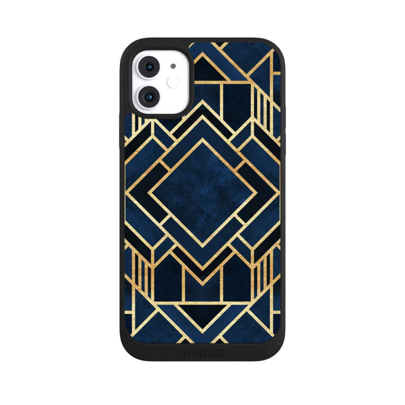 iPhone 11 NIVOpure Art Deco Blue Gold Print
