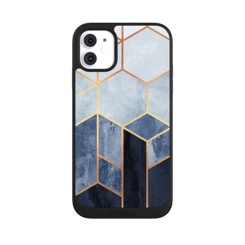 Apple iPhone 11 NIVOpure Soft Blue Hexagons Gold Print