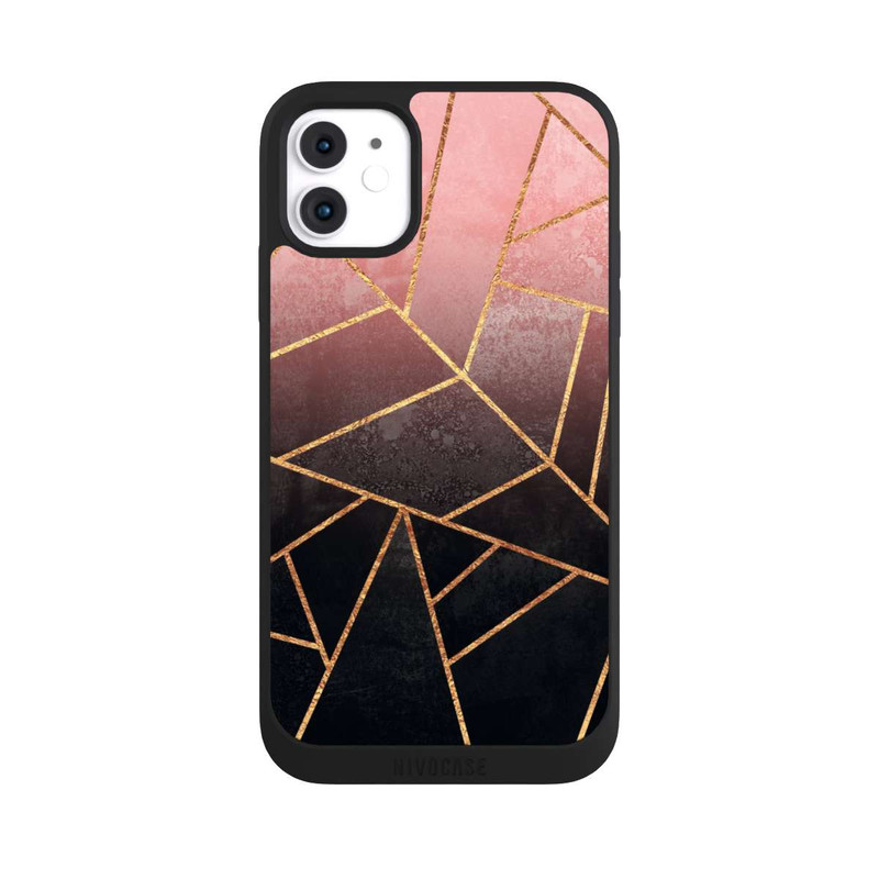 iPhone 11 NIVOpure Imprimé Pierre Or Rose Et Noir