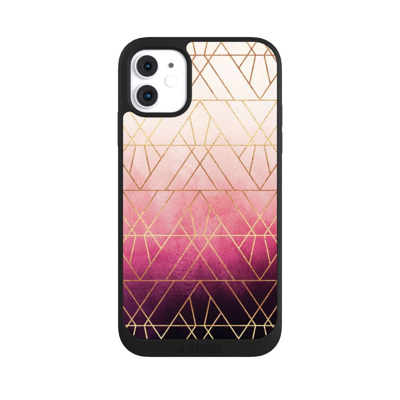 iPhone 11 NIVOpure Pink Ombre Dreiecke Golddruck