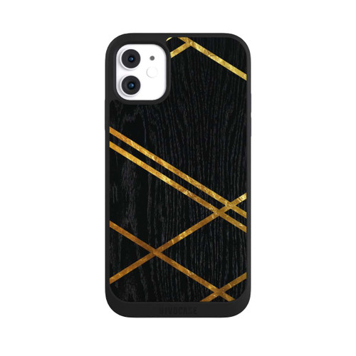 Apple iPhone 11 NIVOpure Schwarzes geometrisches Muster Goldene Streifen