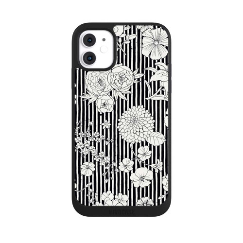 Apple iPhone 11 NIVOpure Fleurs et rayures noir et blanc