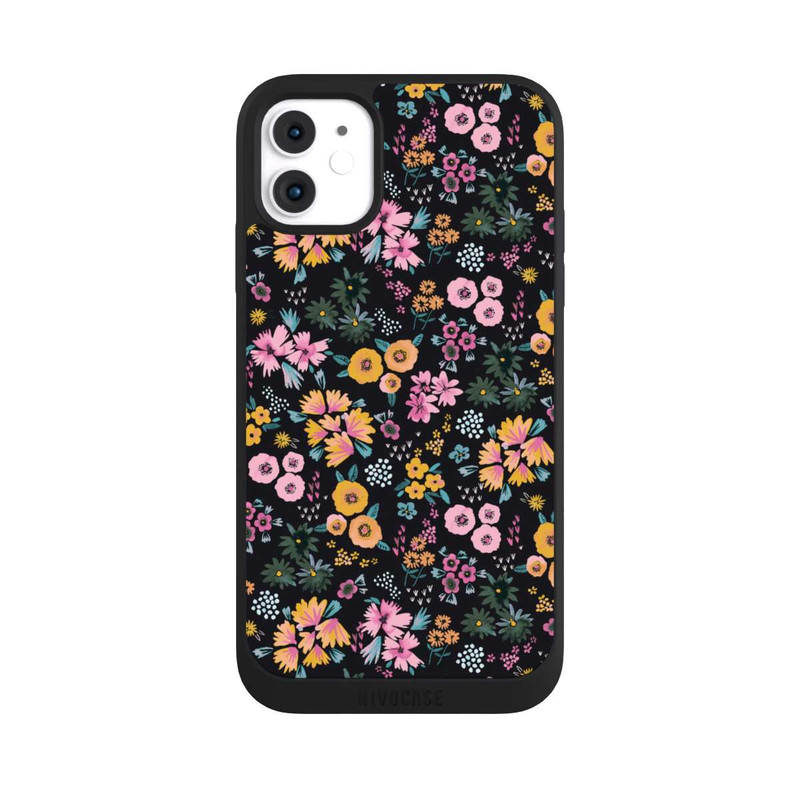 iPhone 11 NIVOpure Petites Fleurs colorées Noir 2