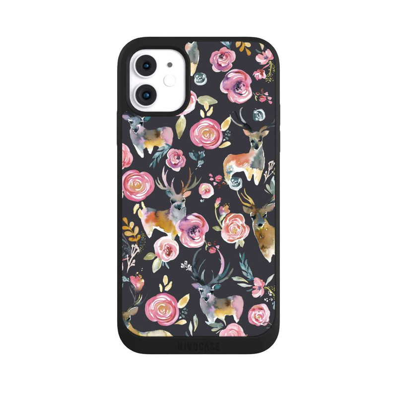 iPhone 11 NIVOpure Cerfs et fleurs Anthracite