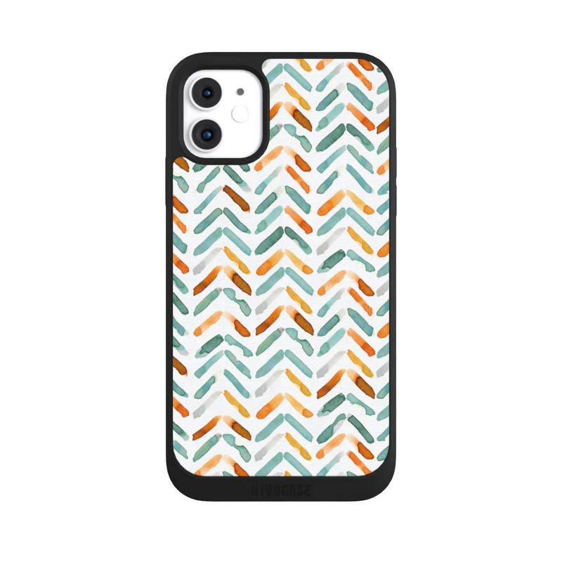 iPhone 11 NIVOpure Élégant Automne Chevron Bleu Orange