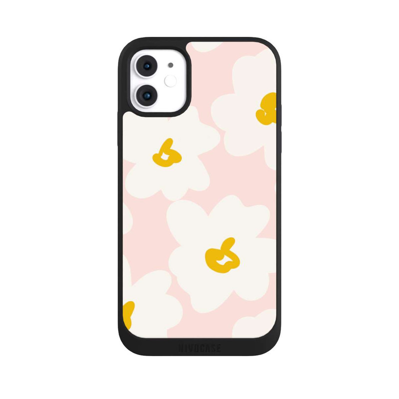 iPhone 11 NIVOpure Retro Blumenwand Gänseblümchen Aprikose