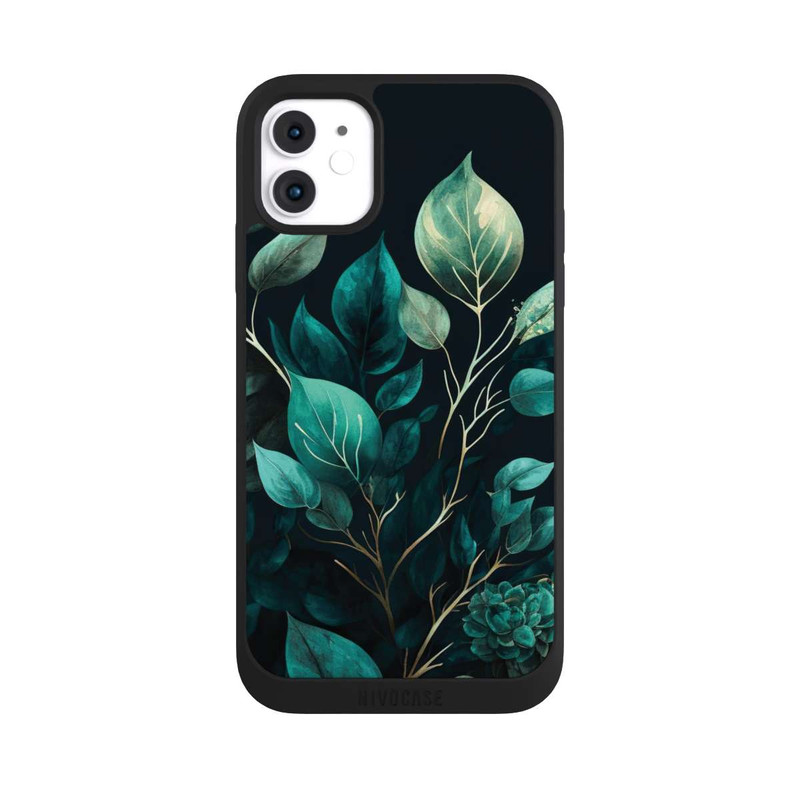 iPhone 11 NIVOpure Green Eucalyptus Leaves against a Dark Background