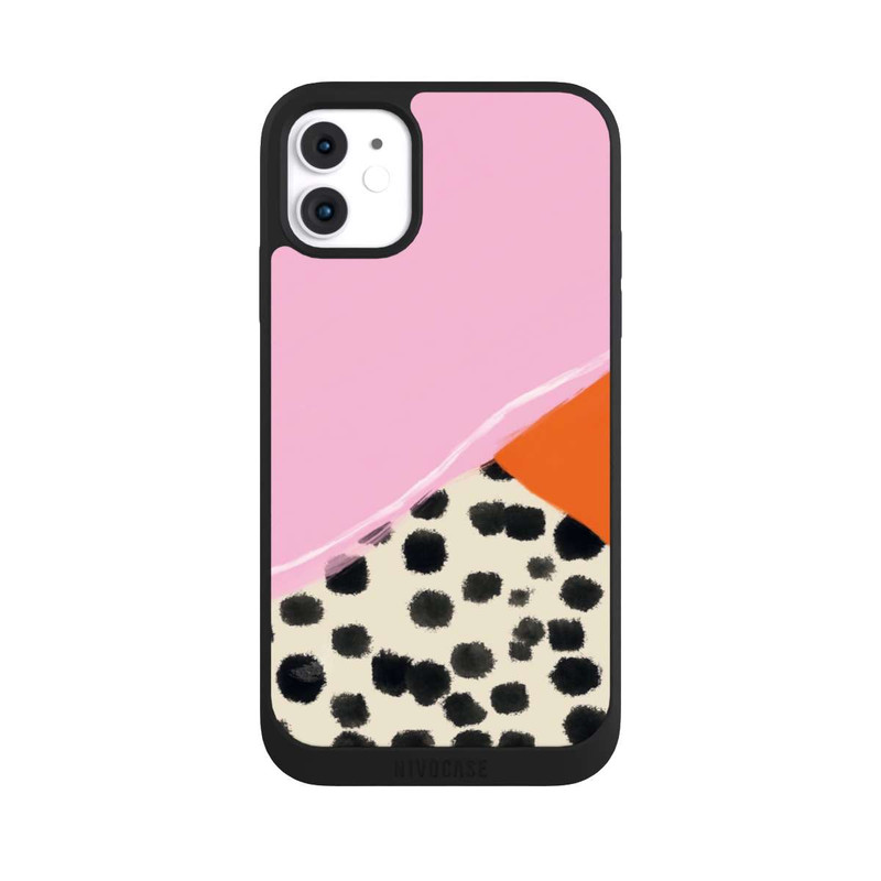 iPhone 11 NIVOpure Pink and Orange Modern Art with Dots