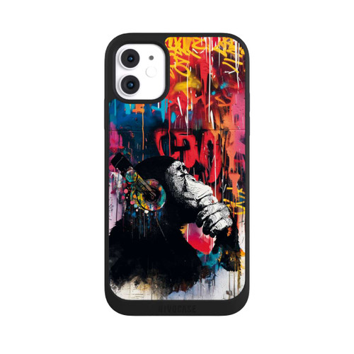 Apple iPhone 11 NIVOpure Affe Stereo Kopfhörer Graffiti Street Art Blau