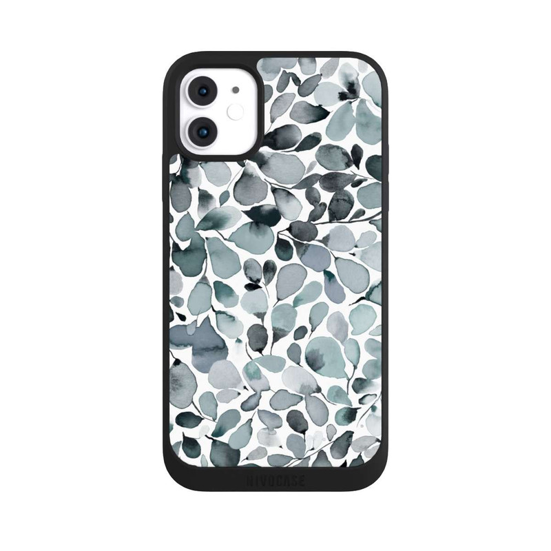 iPhone 11 NIVOpure Eukalyptus Aquarell Blätter Grau
