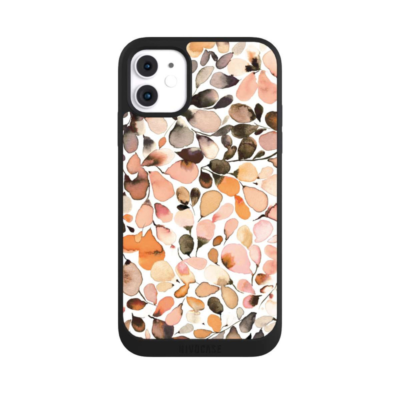 iPhone 11 NIVOpure Eucalyptus Watercolor Leaves Dark Brown Autumn