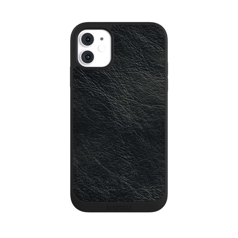 iPhone 11 NIVOpure Fond Aspect Cuir Noir