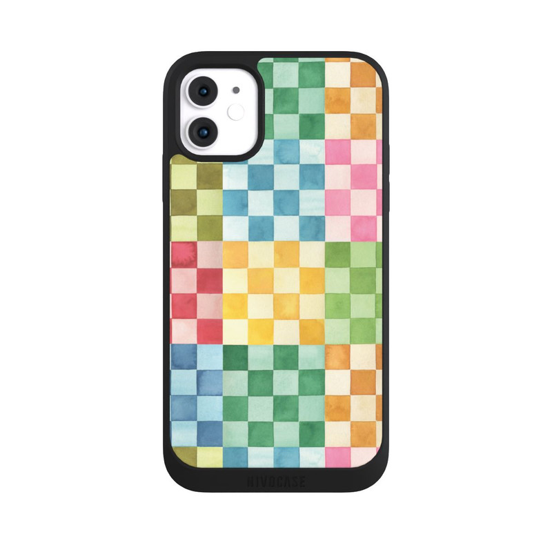 iPhone 11 NIVOpure Checkerboard Watercolor Chess Geometric Red