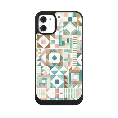 Apple iPhone 11 NIVOpure Geometric Blocks Retro Vintage Patchwork Green