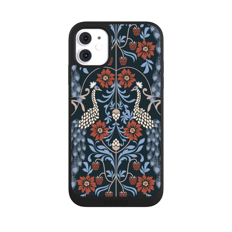 iPhone 11 NIVOpure Vintage Peacock Garden Arts and Crafts Floral Dark