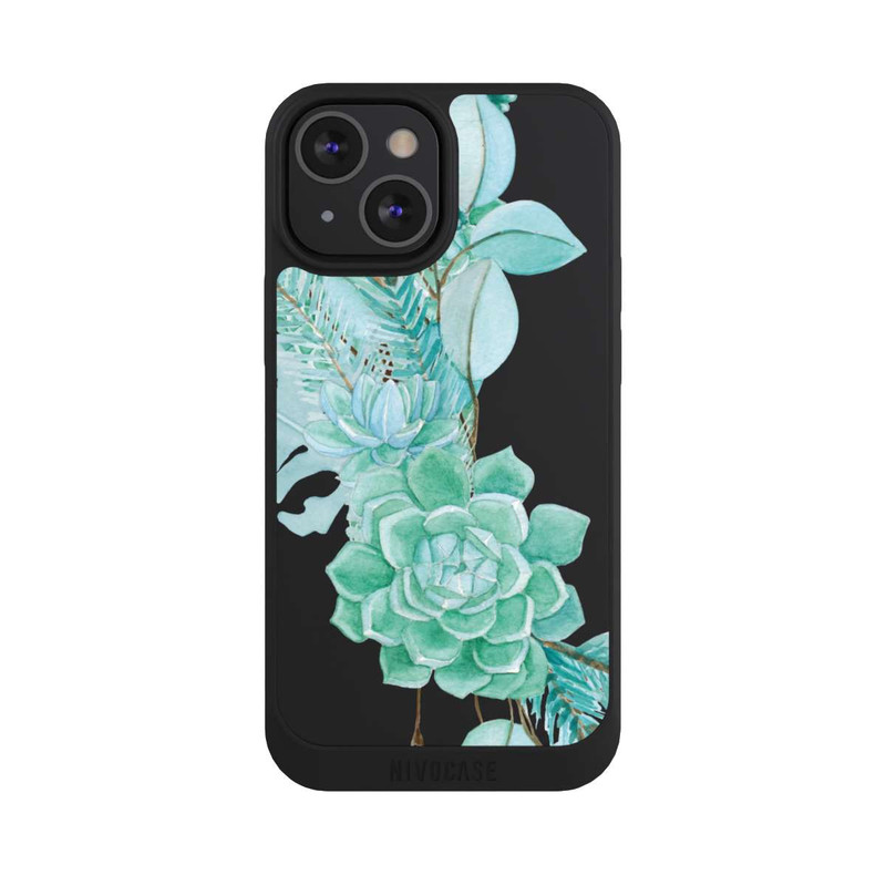 iPhone 13 Mini NIVOpure Sukkulenten Blumen Mintgrün Transparent