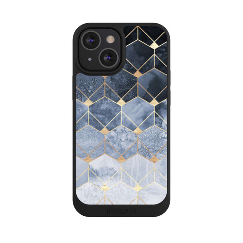 Apple iPhone 13 Mini NIVOpure Blaue Sechsecke und Diamanten Golddruck