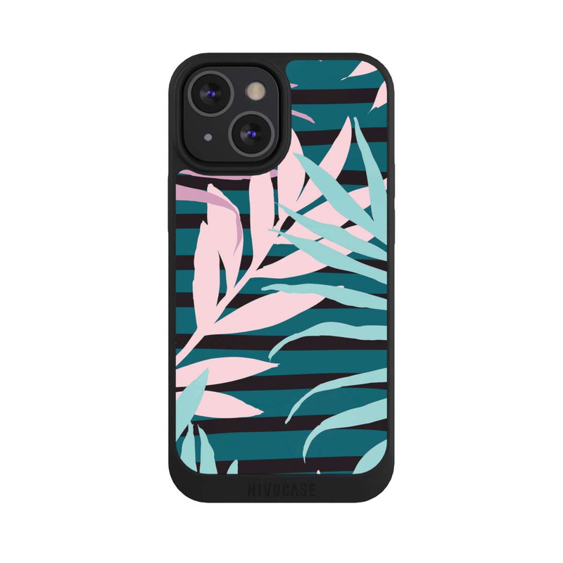iPhone 13 Mini NIVOpure Pastell-Dschungelblätter rosa blaugrün