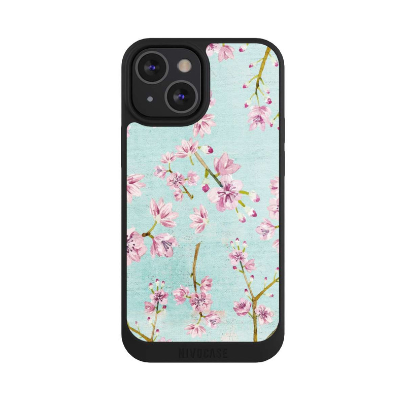 iPhone 13 Mini NIVOpure Cherry Blossom Twigs Pattern Light Blue