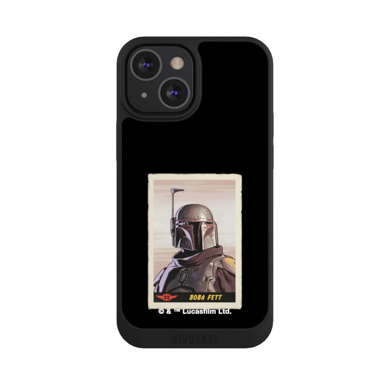 iPhone 13 Mini NIVOpure Boba Fett Badges Schwarzer Hintergrund