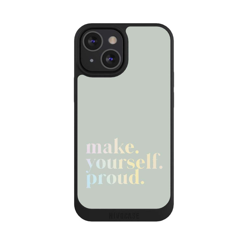 iPhone 13 Mini NIVOpure Make Yourself Proud Zitat-Minze und Farbverlauf
