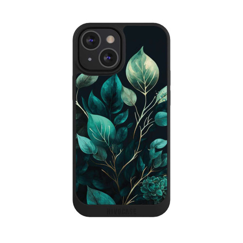 Apple iPhone 13 Mini NIVOpure Grüne Eukalyptus Blätter mit dunklem Hintergrund mit KI