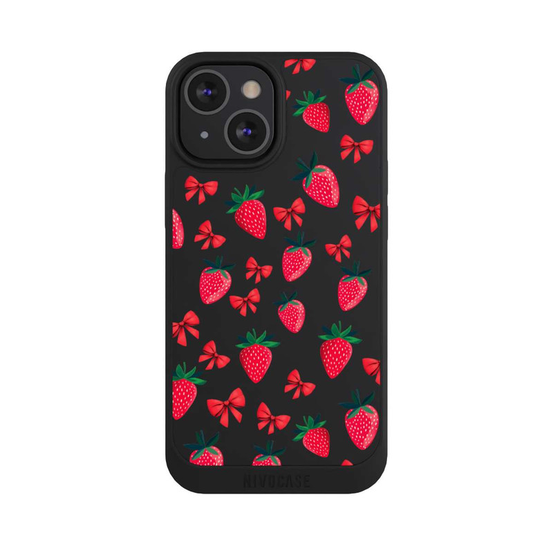 iPhone 13 Mini NIVOpure Strawberry Heart Ribbon Pattern Transparent