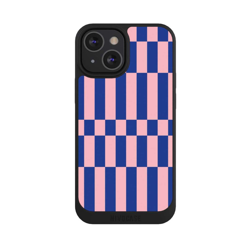 iPhone 13 Mini NIVOpure Checked Abstract Bold Electric Blue and Pink Color Block